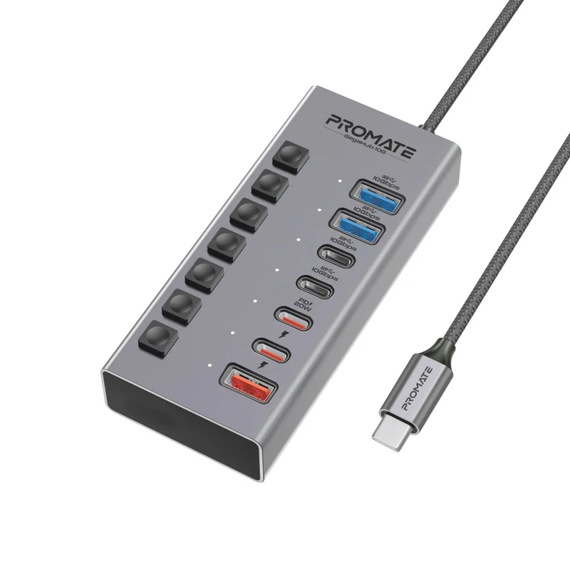 Promate GegaHub-10G 7-in-1 High Speed Multi-Ports 10Gbps Data & Charging Hub EU Promate GegaHub-10G 7-in-1 High Speed Multi-Ports 10Gbps Data & Charging Hub EU